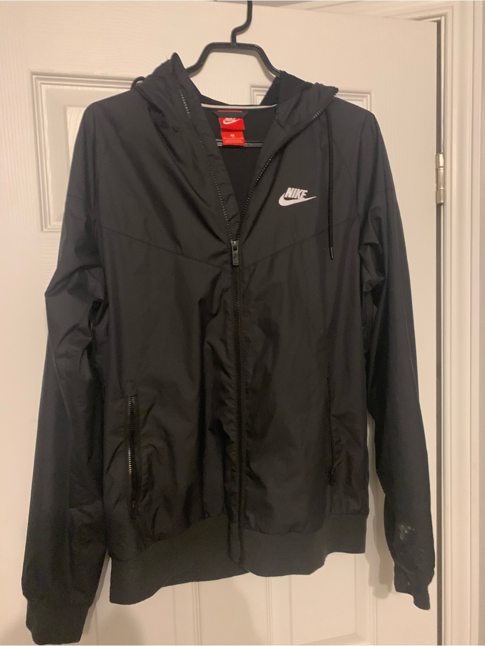 Nike Black Hooded Windbreaker with White Swoosh